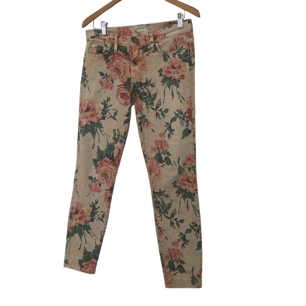 Current/Elliott Jeans Women's Size 27 Beige The Stiletto Haystack Floral Skinny